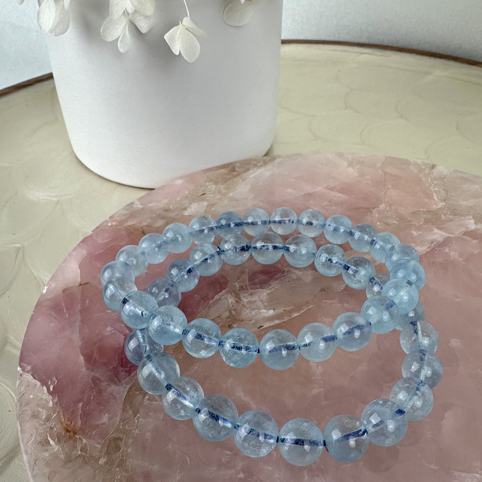 Aquamarine Beaded Bracelet - Channel Serenity and Clarity