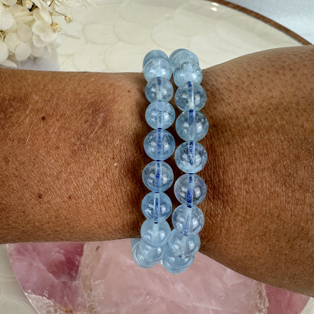 Aquamarine Beaded Bracelet - Channel Serenity and Clarity