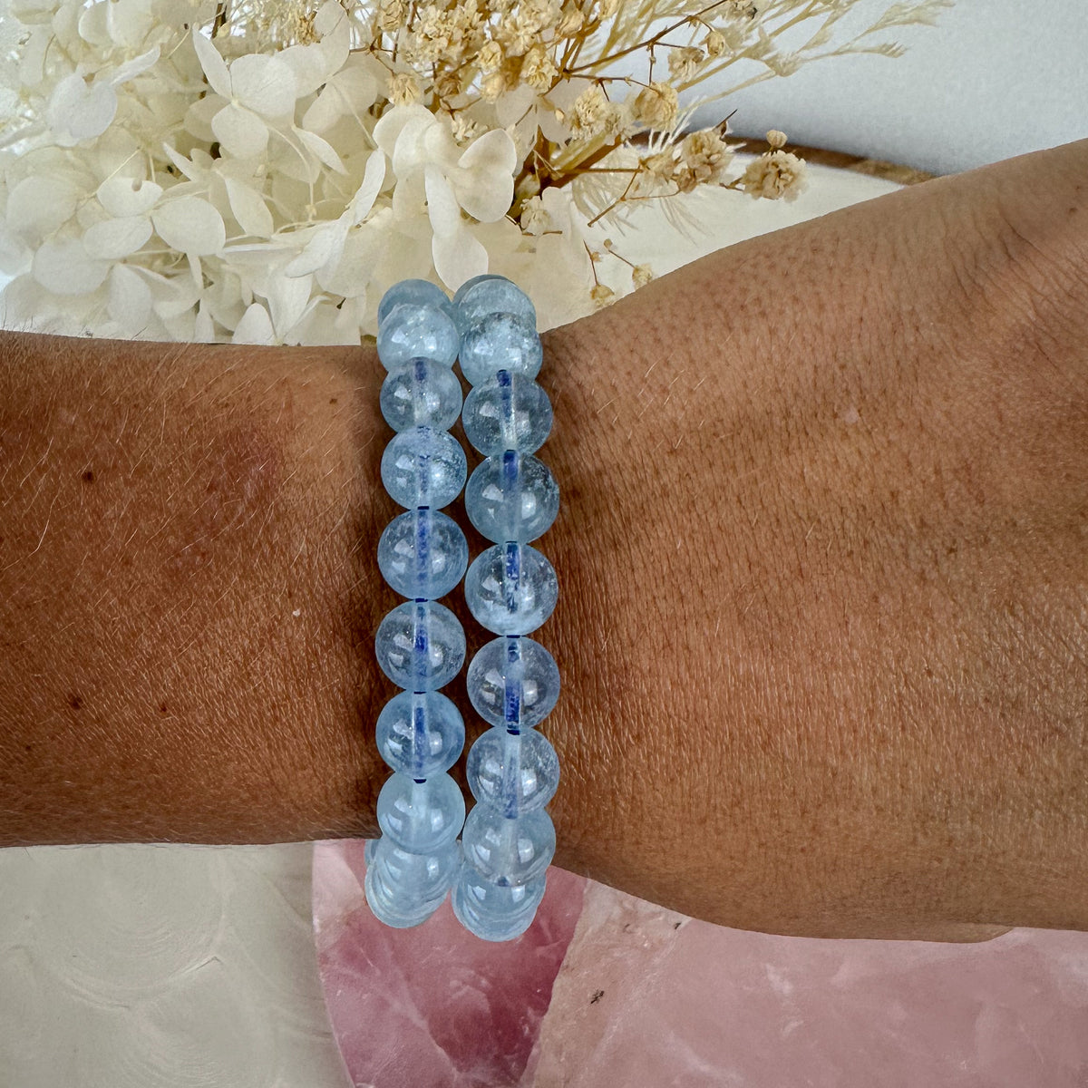 Aquamarine Beaded Bracelet - Channel Serenity and Clarity