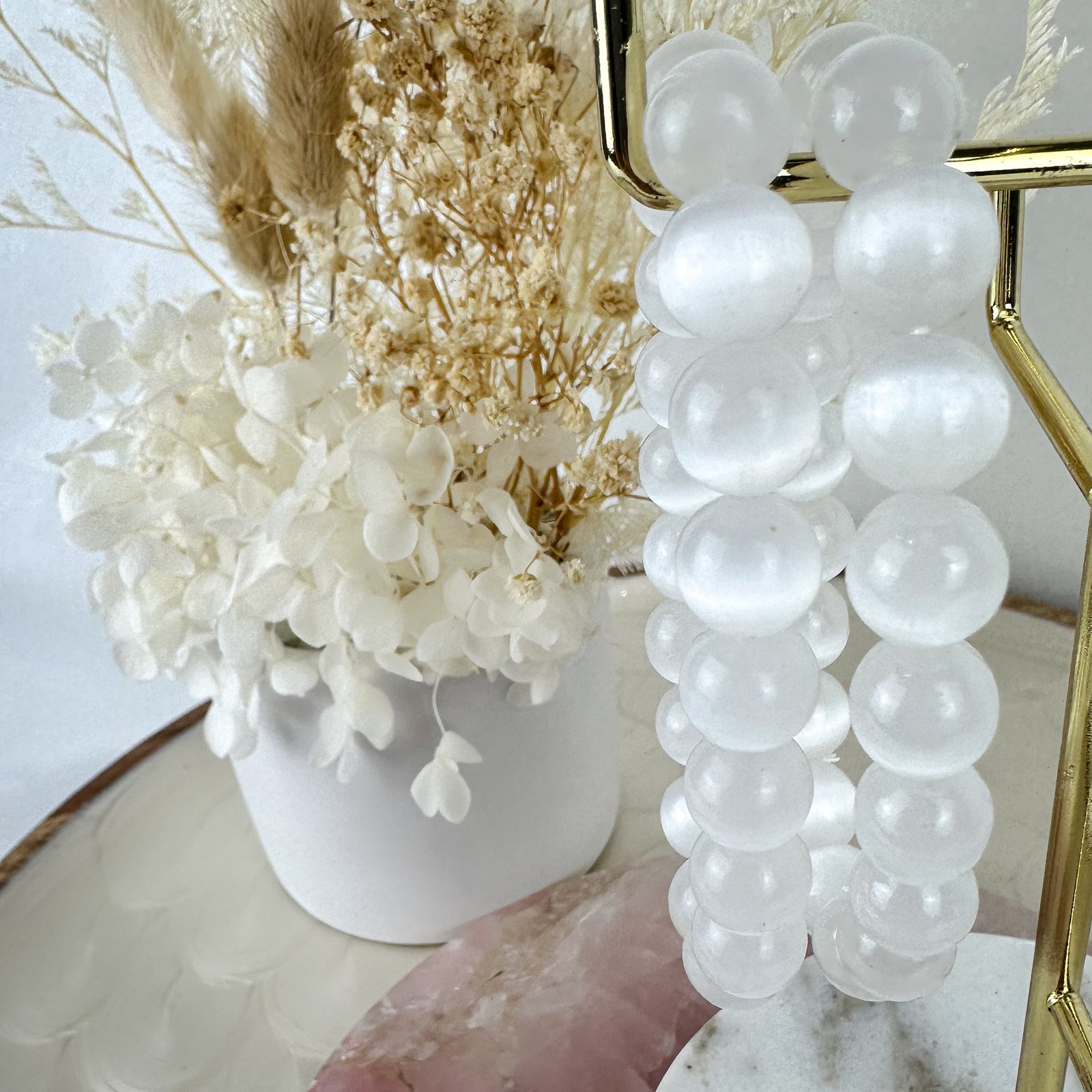 Sleek Selenite Bracelet - High-Quality Beaded Design