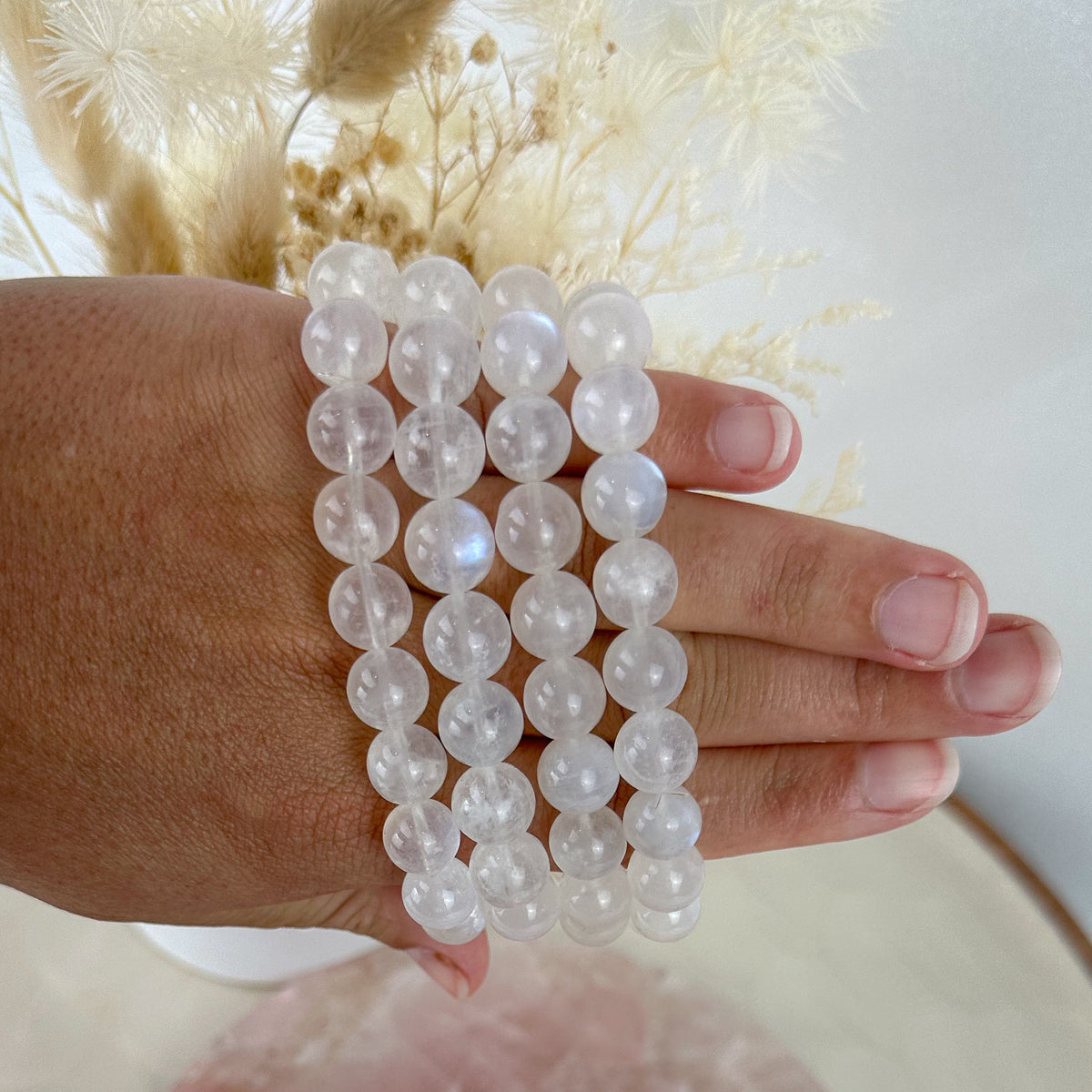High-Quality Blue Flash Moonstone Bracelet - Handmade