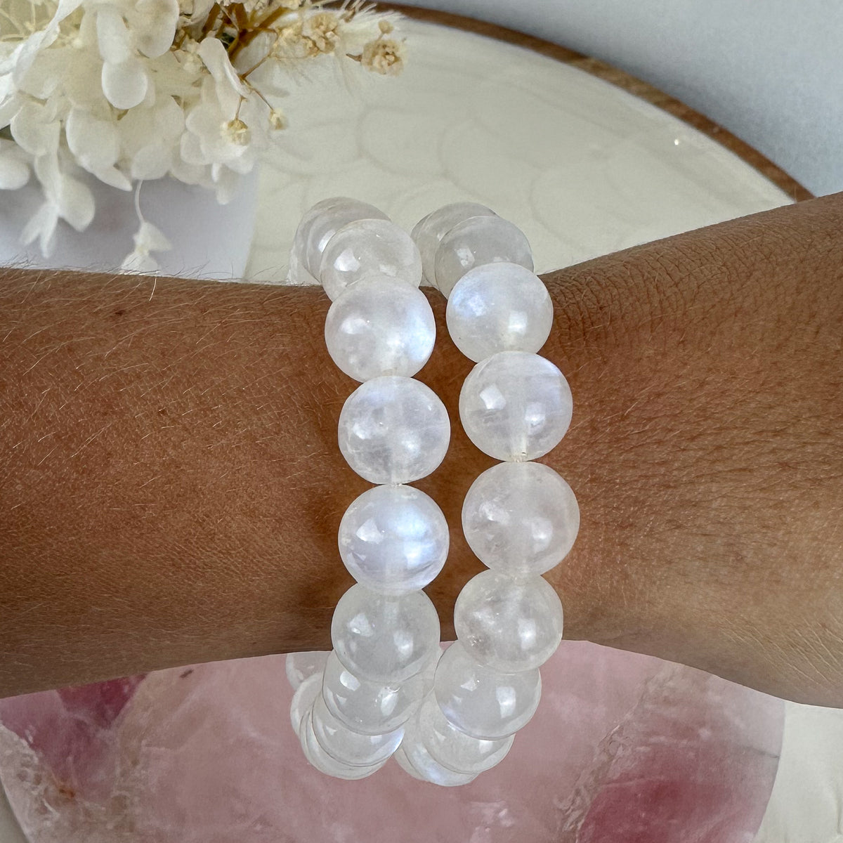 High-Quality Blue Flash Moonstone Bracelet - Handmade