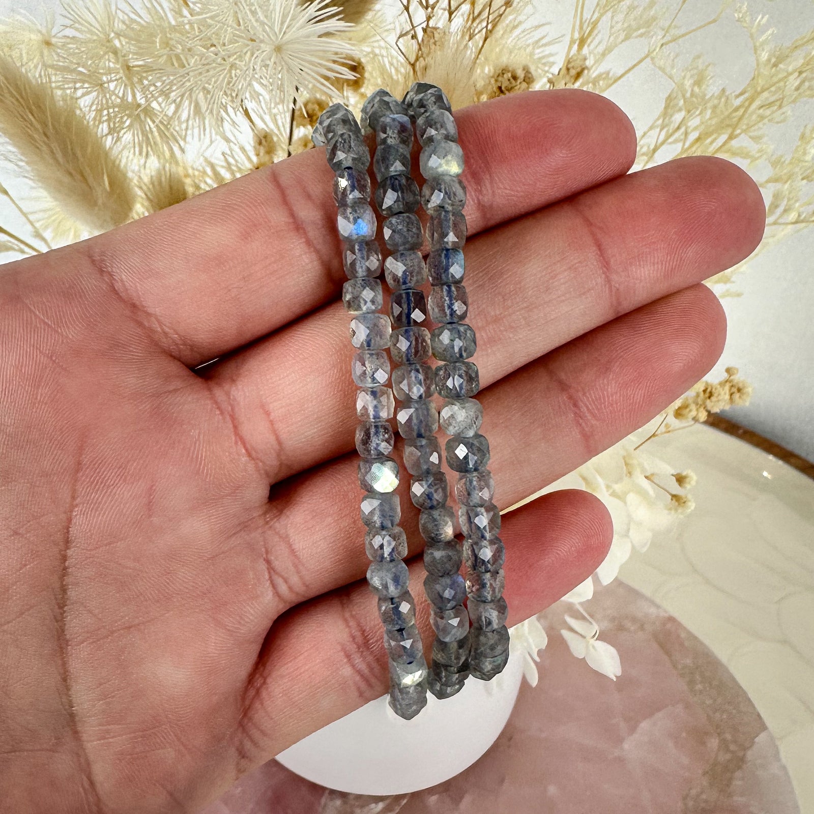 High Quality Labradorite Faceted Bracelet - Flashy Beauty