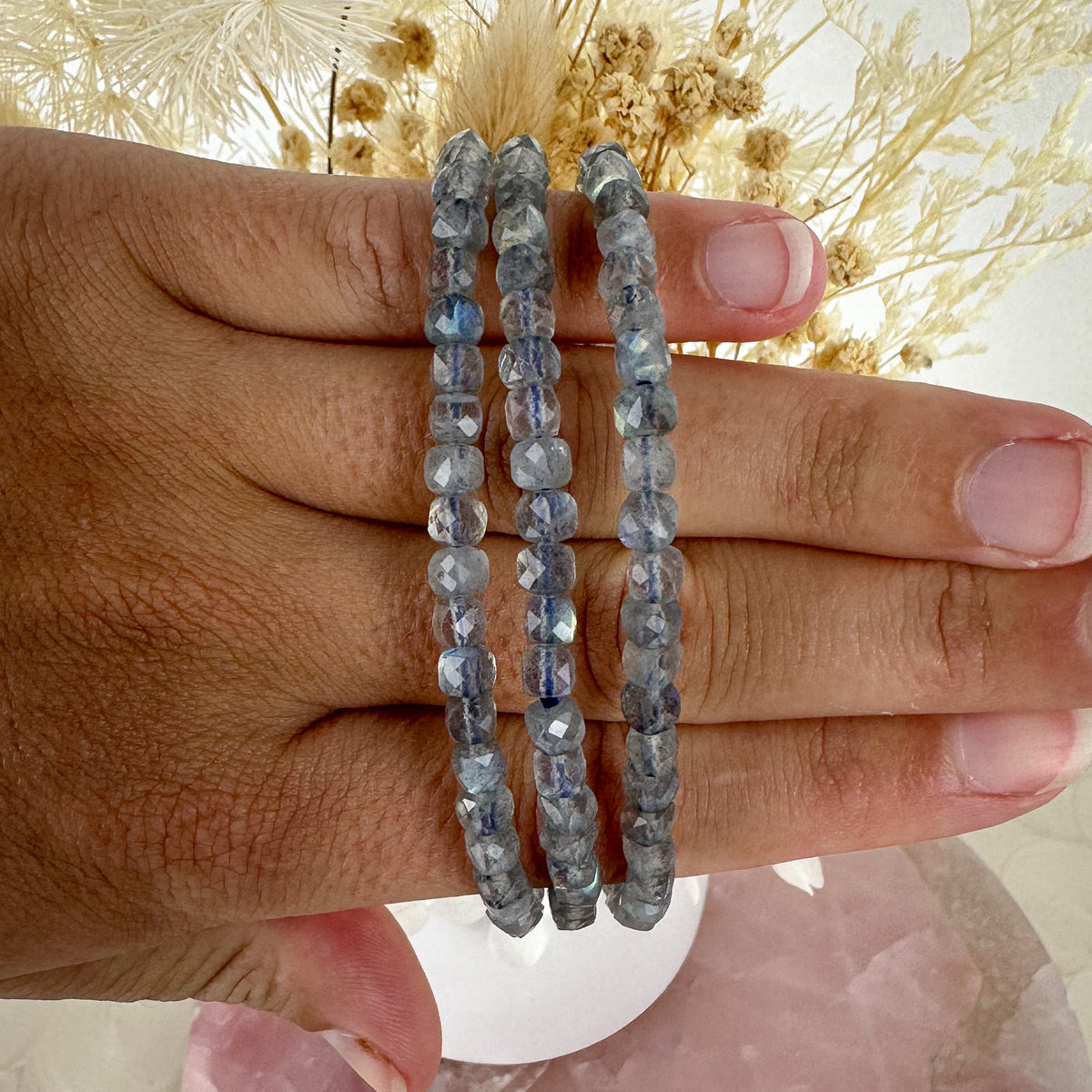 High Quality Labradorite Faceted Bracelet - Flashy Beauty