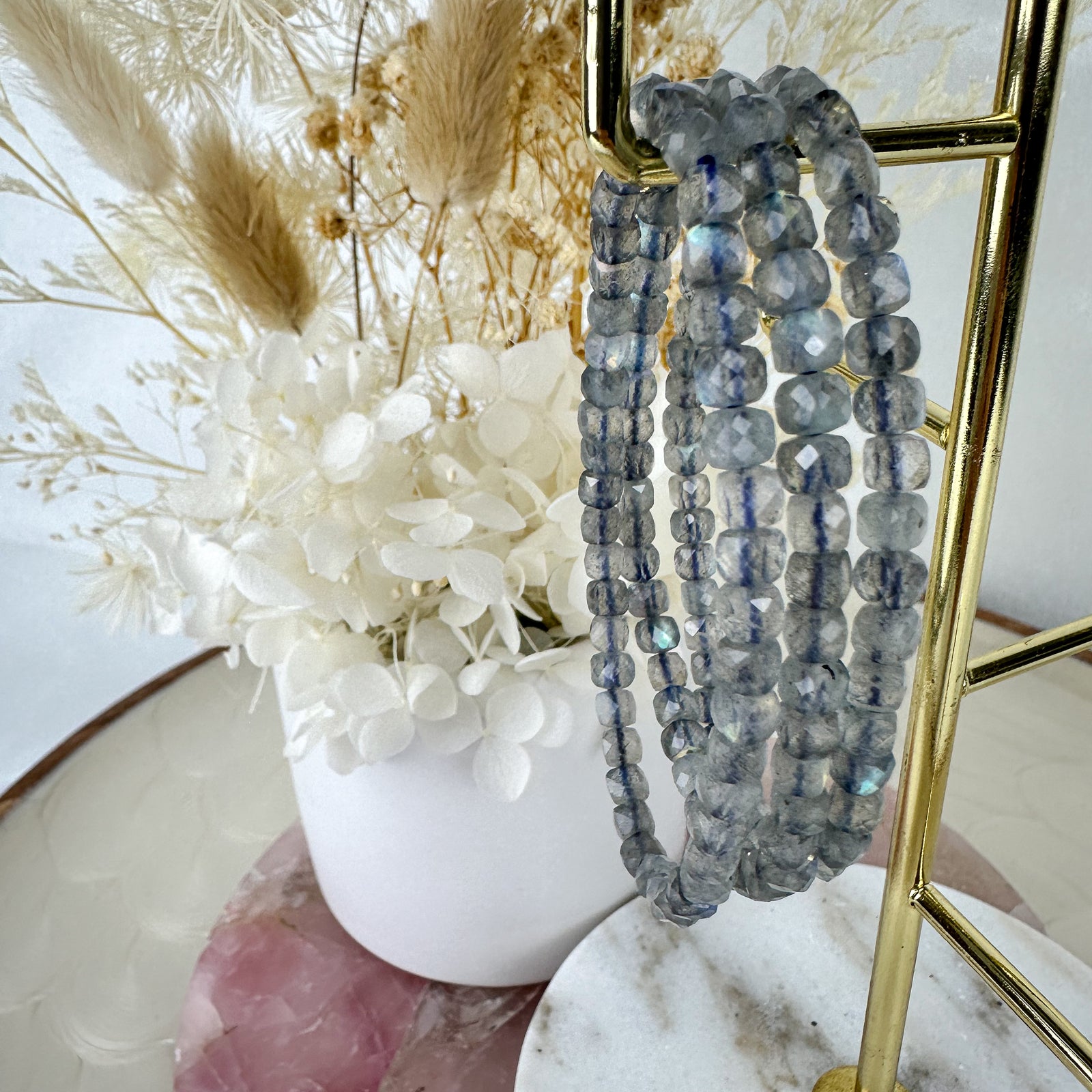 High Quality Labradorite Faceted Bracelet - Flashy Beauty