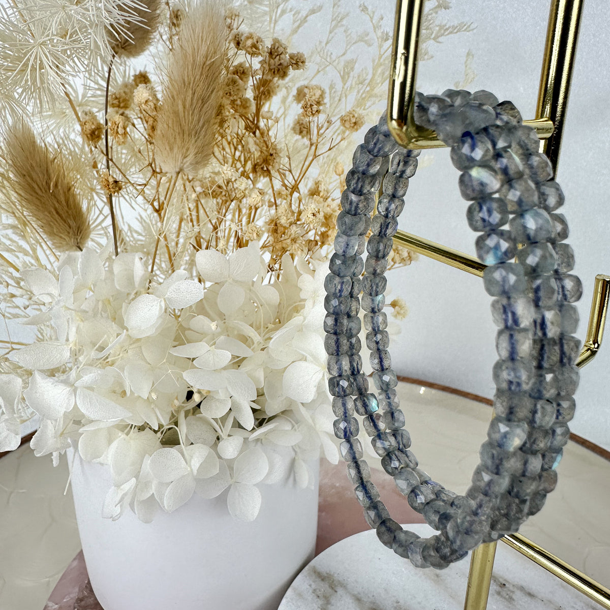 High Quality Labradorite Faceted Bracelet - Flashy Beauty