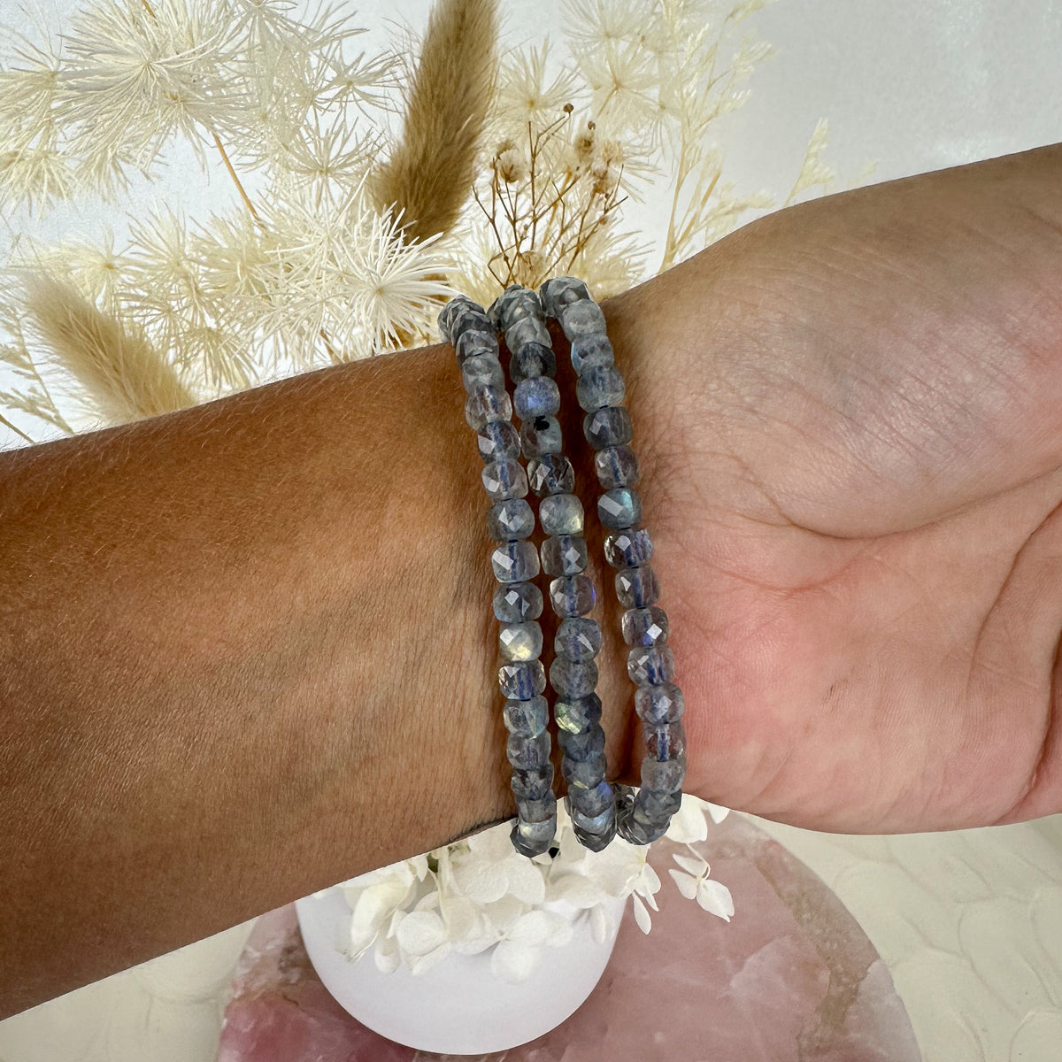 High Quality Labradorite Faceted Bracelet - Flashy Beauty