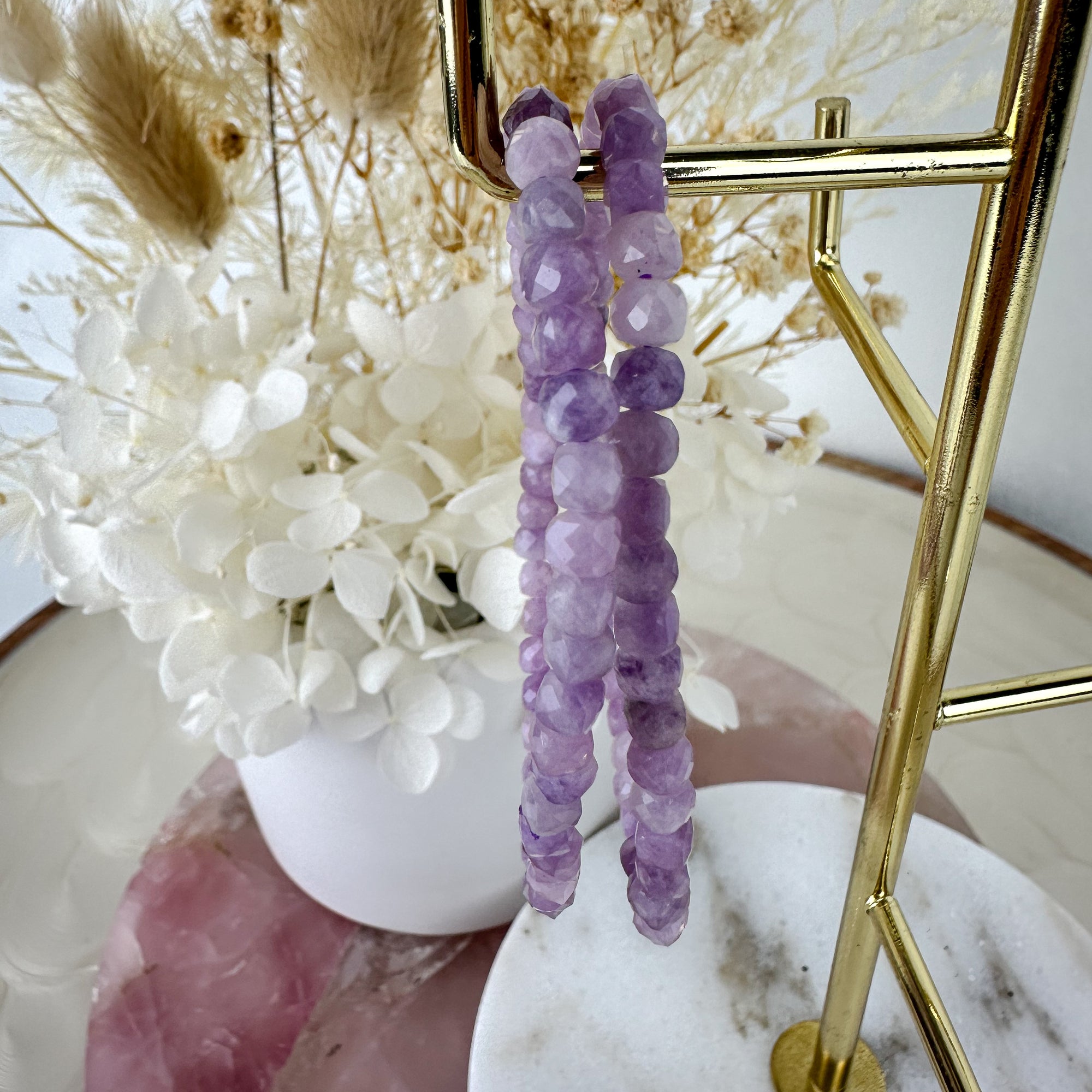 Divine Kunzite Faceted Mini Beaded Bracelet - High-Quality Gems