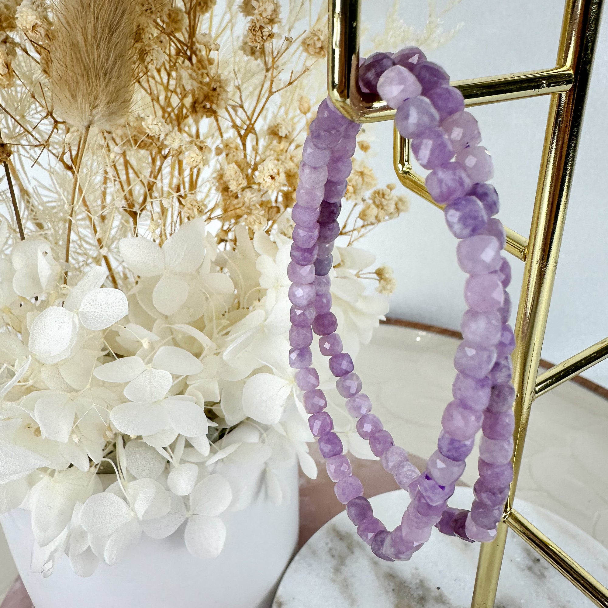 Divine Kunzite Faceted Mini Beaded Bracelet - High-Quality Gems