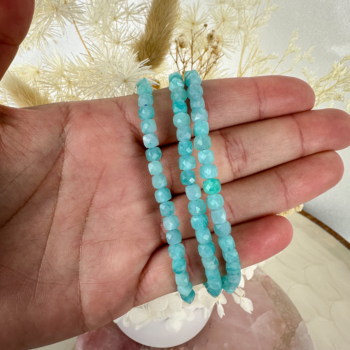 Serene Amazonite Faceted Small Beaded Bracelet - Tranquil Blue Hues