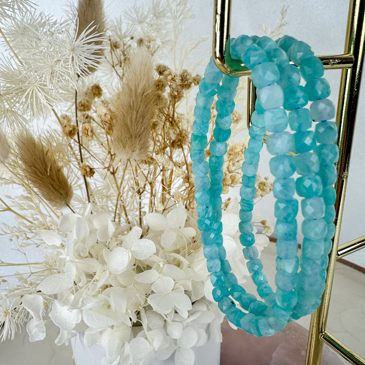 Serene Amazonite Faceted Small Beaded Bracelet - Tranquil Blue Hues