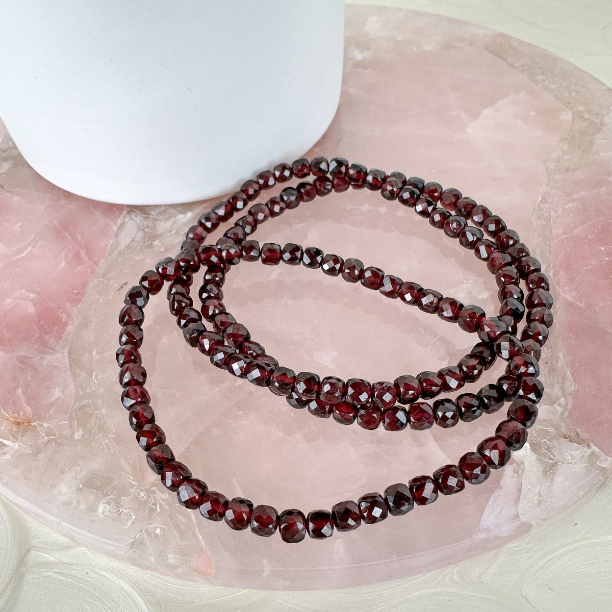 Radiant Red Garnet Mini Beaded Bracelet - High-Quality Faceted Gems