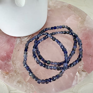 Beautiful Blue Iolite Faceted Bracelet - 16cm