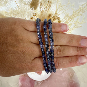 Beautiful Blue Iolite Faceted Bracelet - 16cm