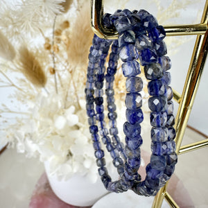Beautiful Blue Iolite Faceted Bracelet - 16cm