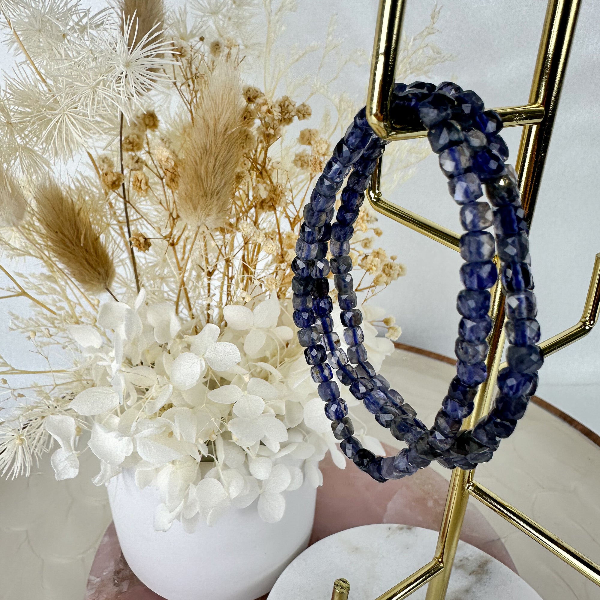 Beautiful Blue Iolite Faceted Bracelet - 16cm