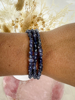 Beautiful Blue Iolite Faceted Bracelet - 16cm