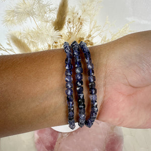 Beautiful Blue Iolite Faceted Bracelet - 16cm