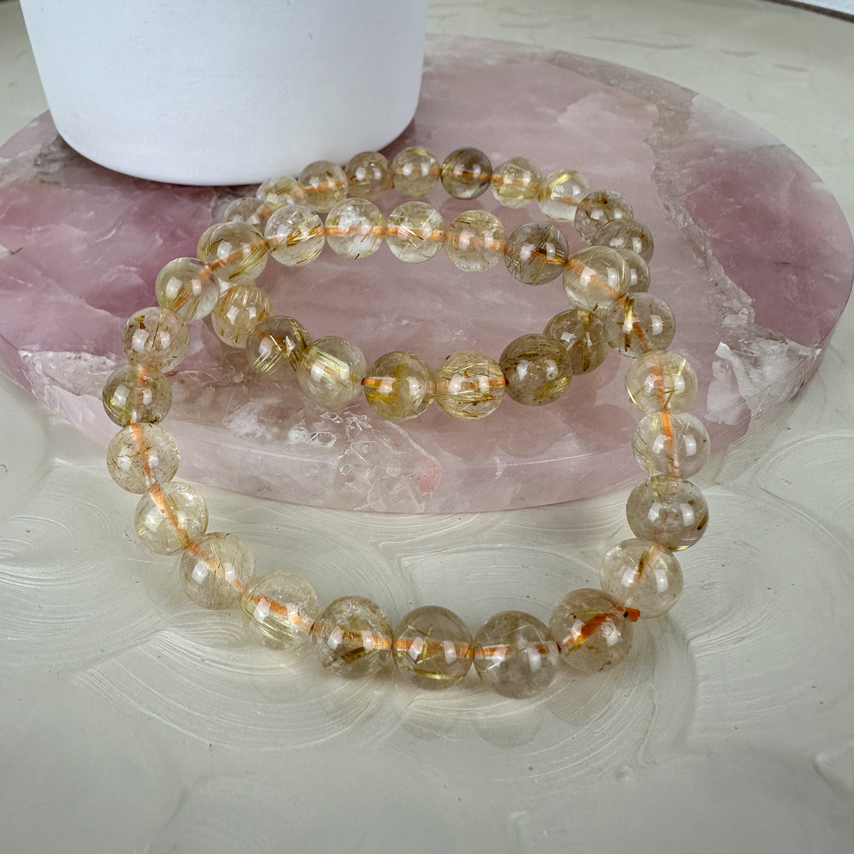 Golden Rutile Quartz Bracelet - Handcrafted Beauty