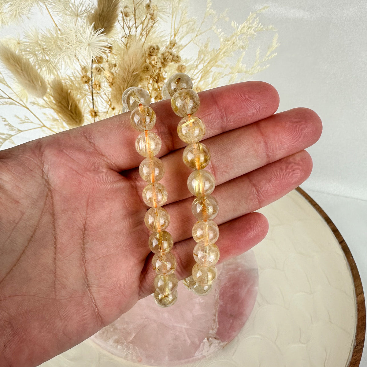 Golden Rutile Quartz Bracelet - Handcrafted Beauty