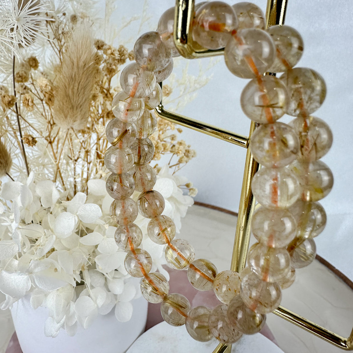 Golden Rutile Quartz Bracelet - Handcrafted Beauty