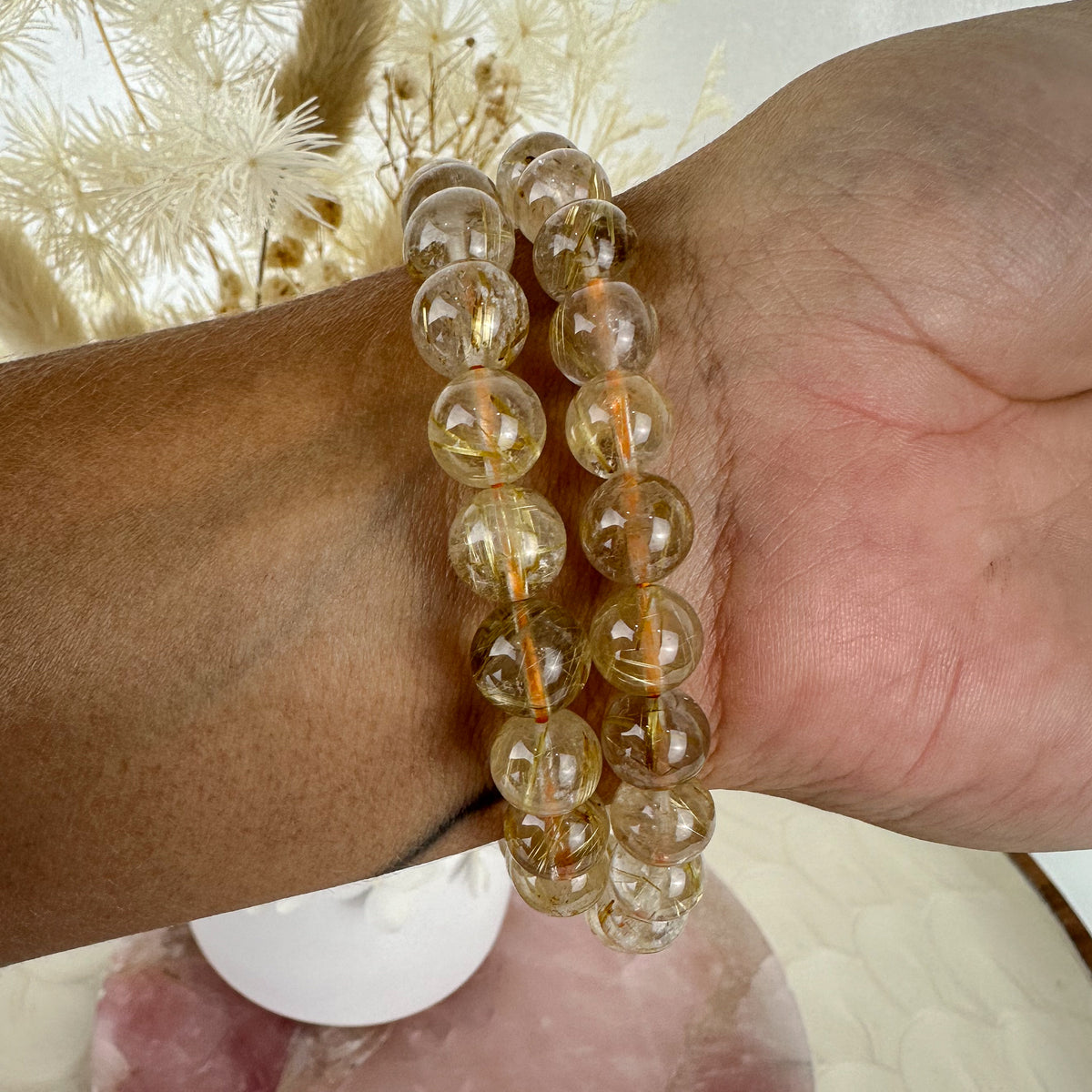 Golden Rutile Quartz Bracelet - Handcrafted Beauty