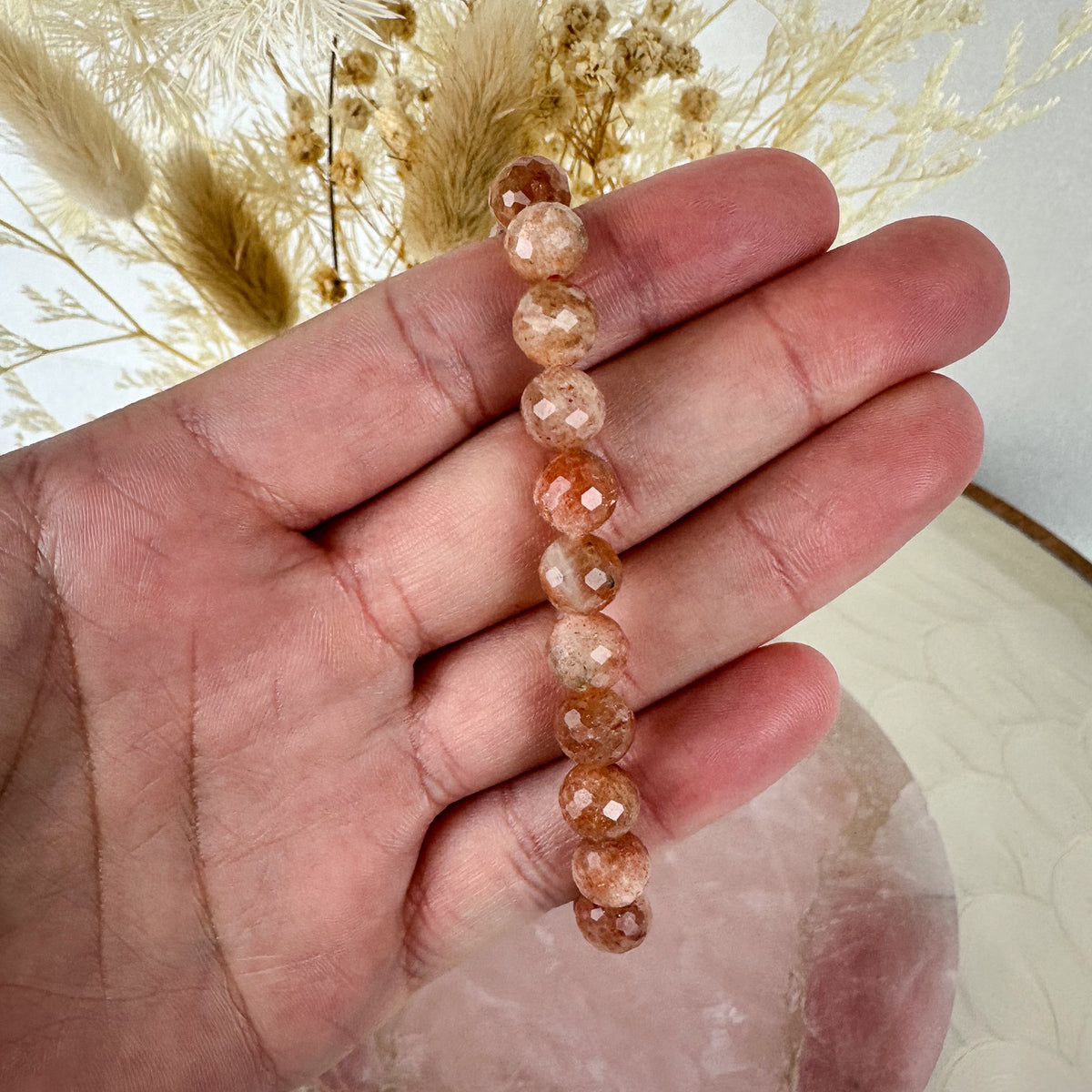 Handmade Faceted Sunstone Bracelet - High Quality