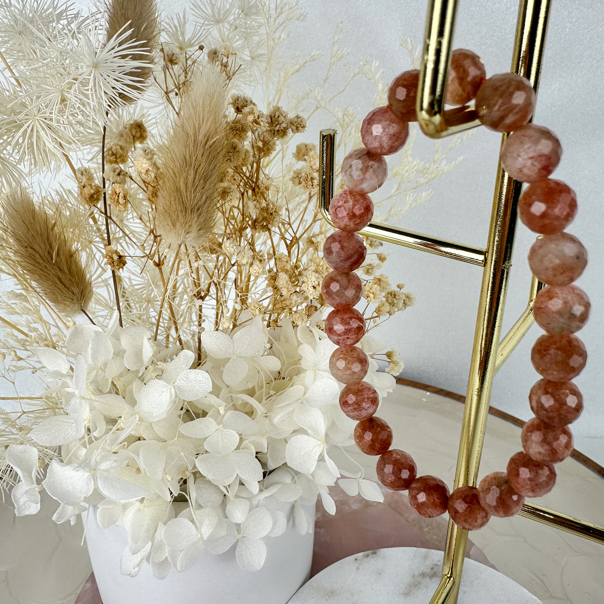 Handmade Faceted Sunstone Bracelet - High Quality