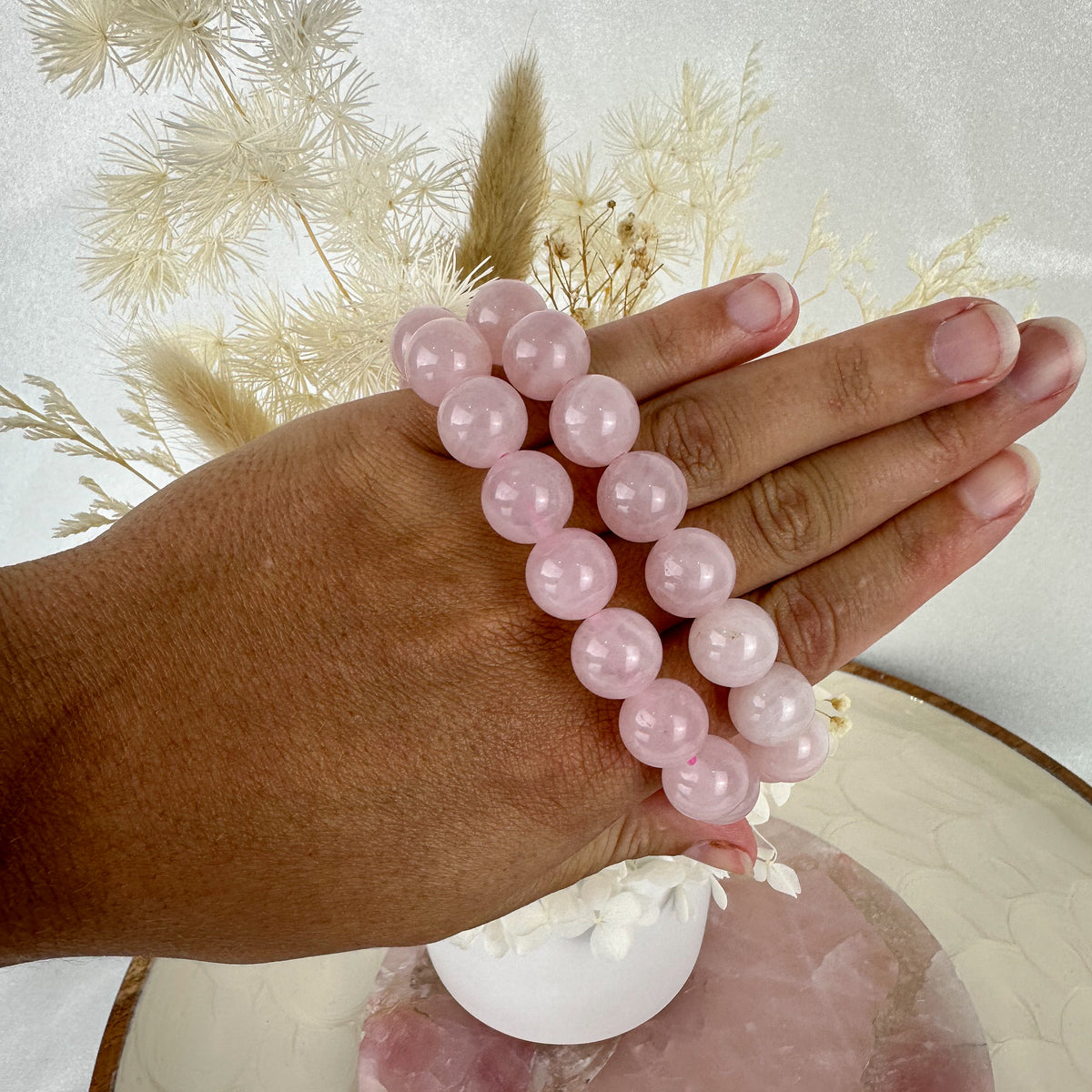High-Quality Rose Quartz Bracelet - 17cm