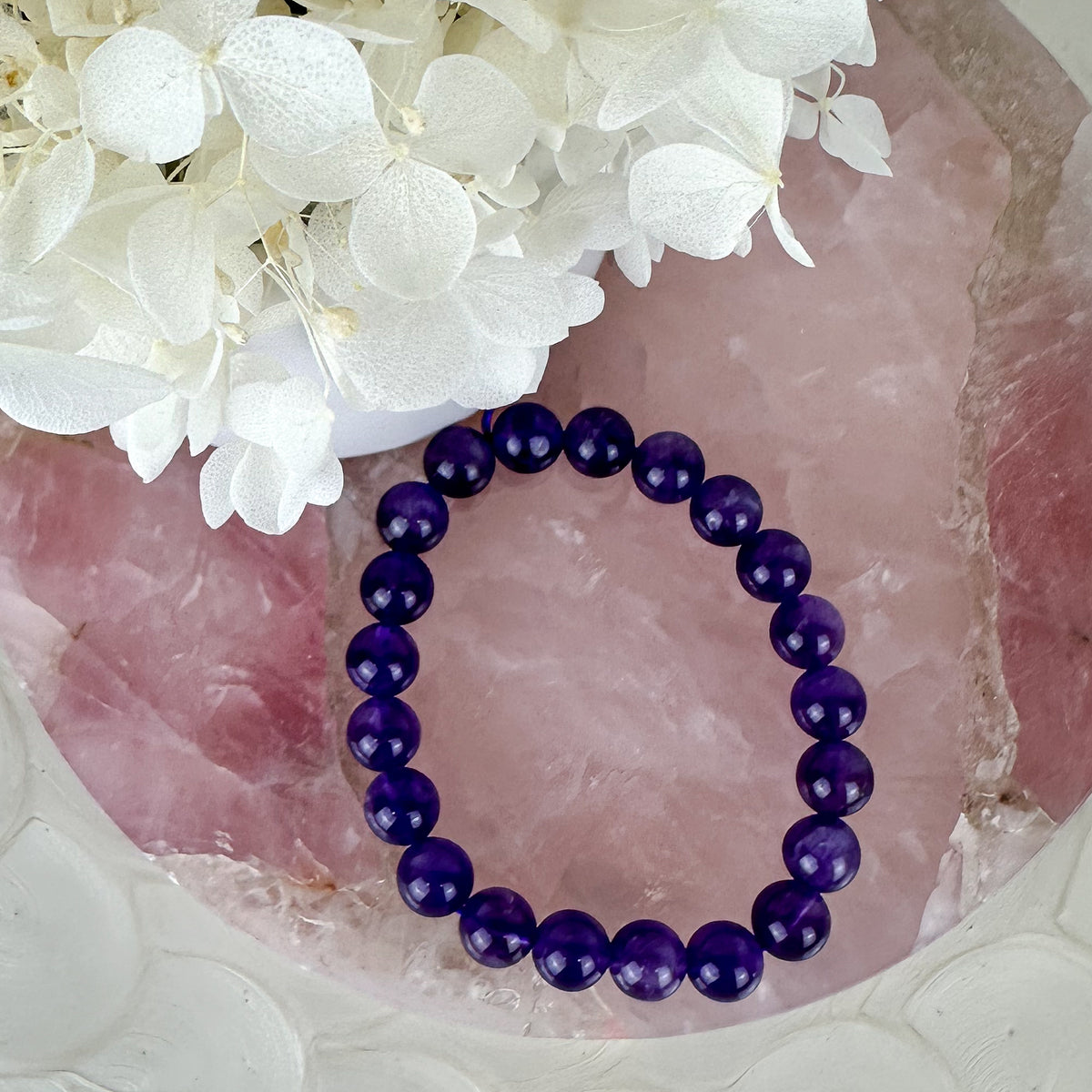 Handmade Amethyst Bracelet - 8mm Beads