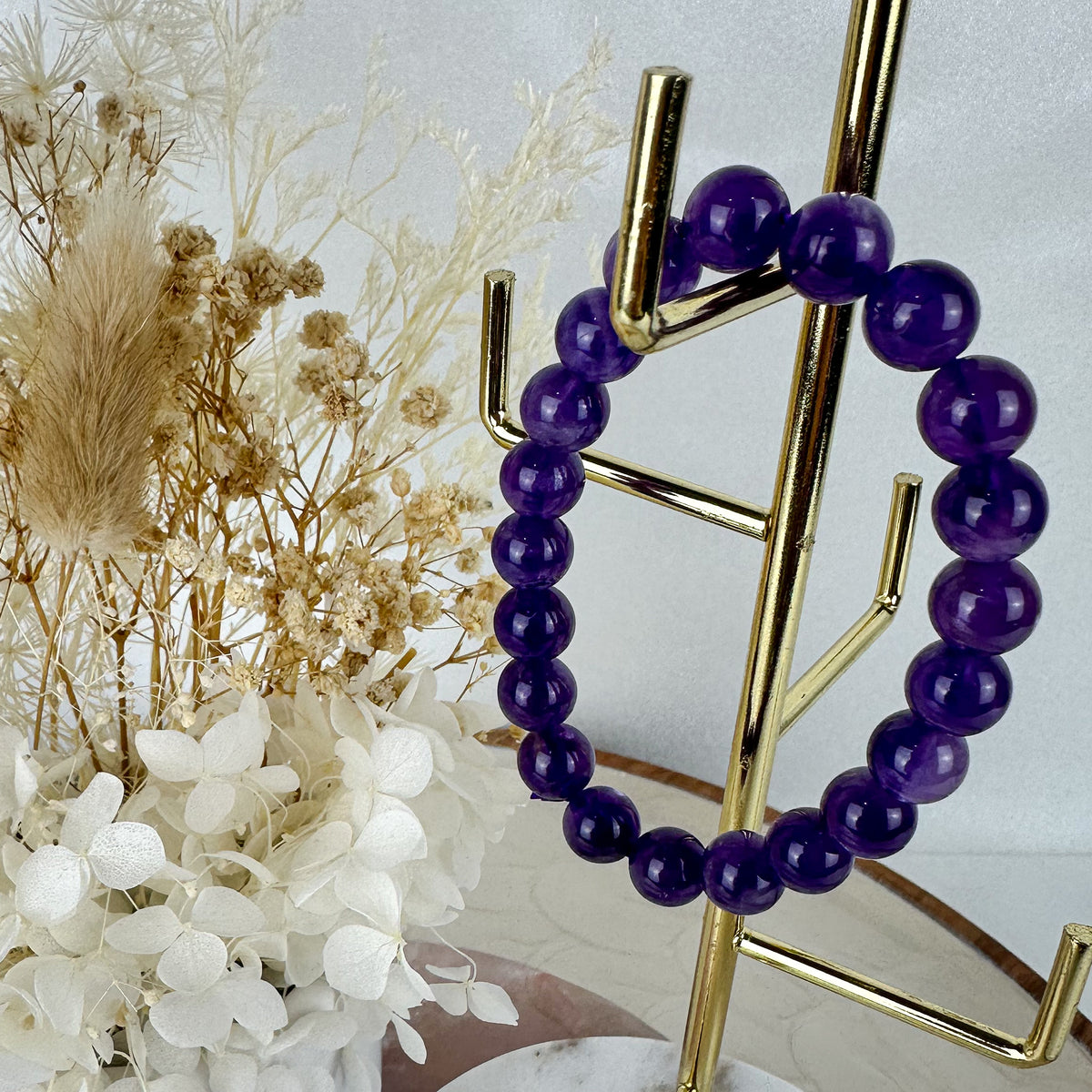 Handmade Amethyst Bracelet - 8mm Beads