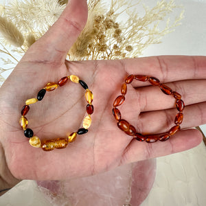 Baltic Amber Baby Bracelet - Natural Amber Jewellery (Choose Your Colour)