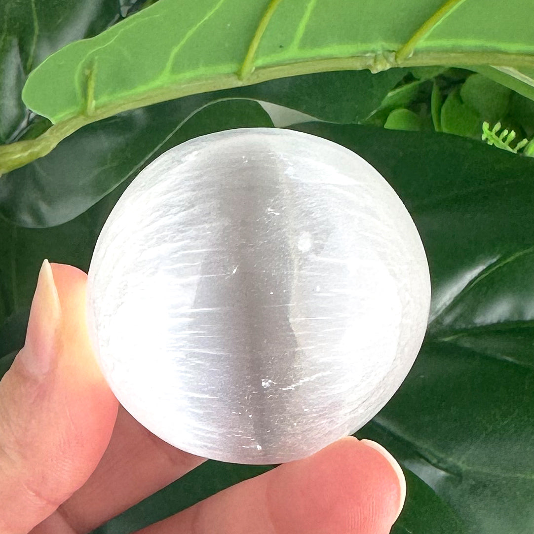 Selenite Sphere 4cm | Cleansing & High Vibration Crystal Ball | Handpicked with Love