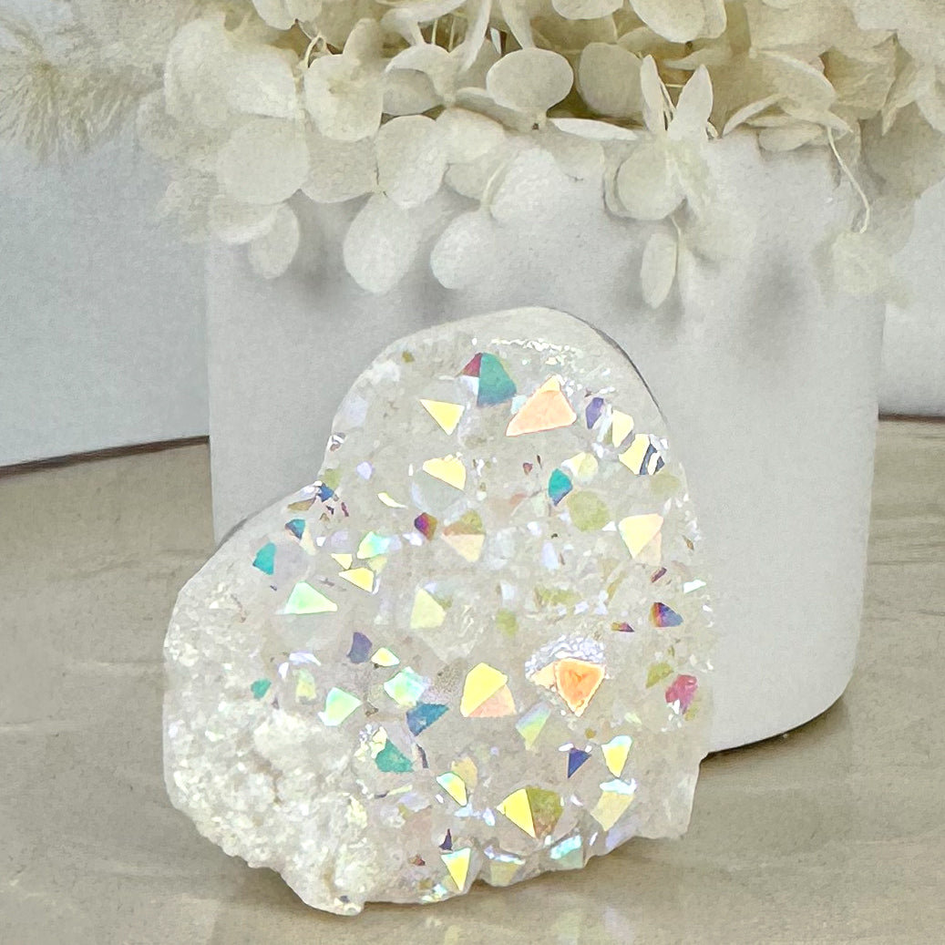 Angel Aura Quartz Cluster - Heart Shape 182g