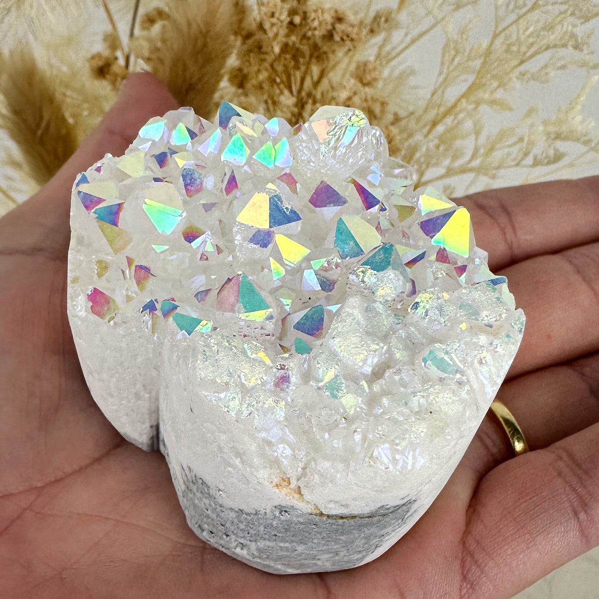 Angel Aura Quartz Cluster - Heart Shape 182g