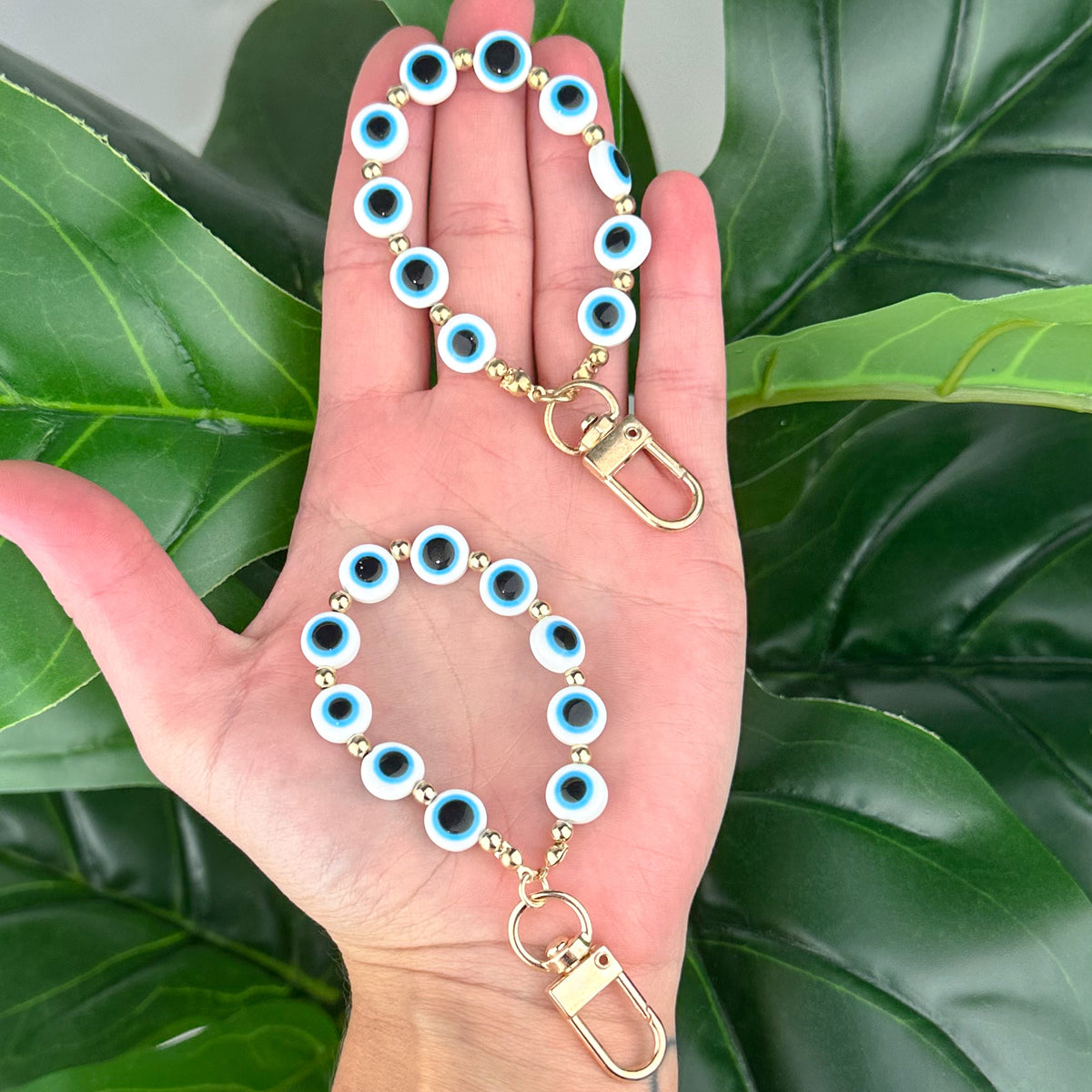 White Evil Eye Keychain | Protection Charm for Energy & Good Luck
