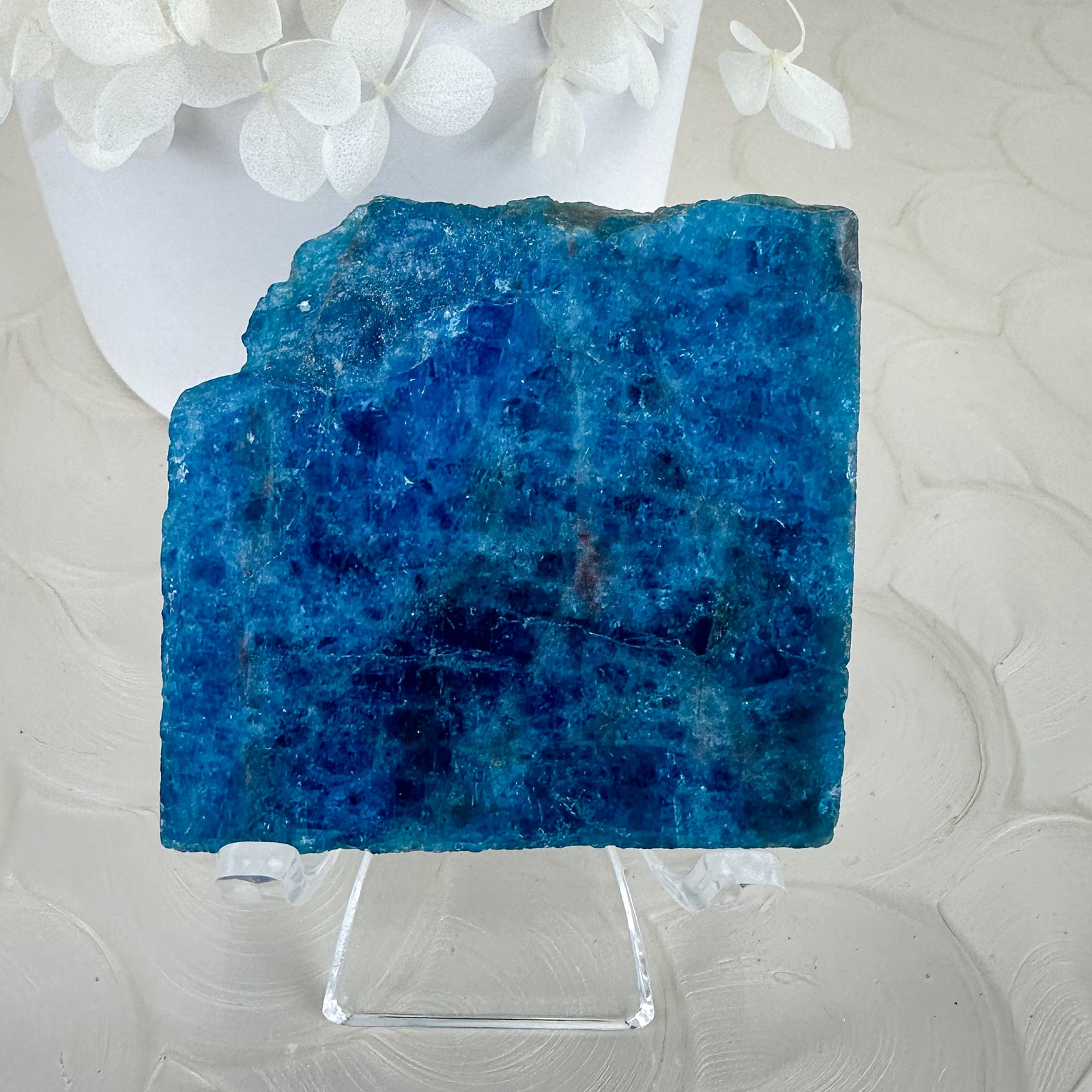 Unique Apatite Slab - Polished Face with Raw Corner