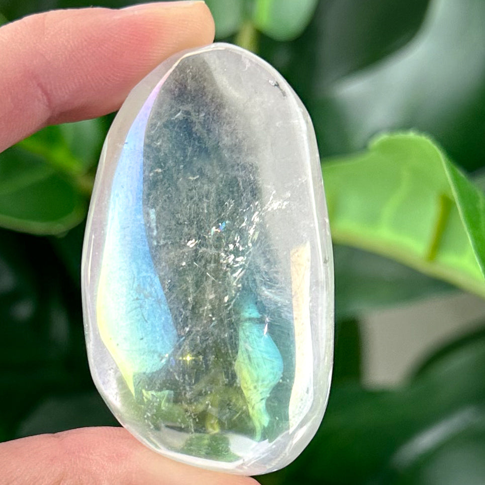 Aura Quartz Palm Stone | Pick Your Piece | High Vibration Crystal
