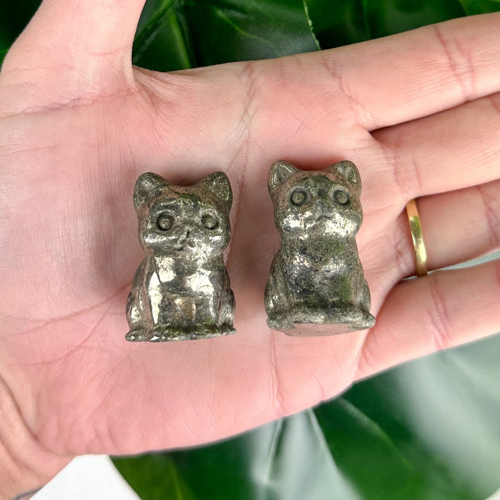 Pyrite Sitting Cat Carving