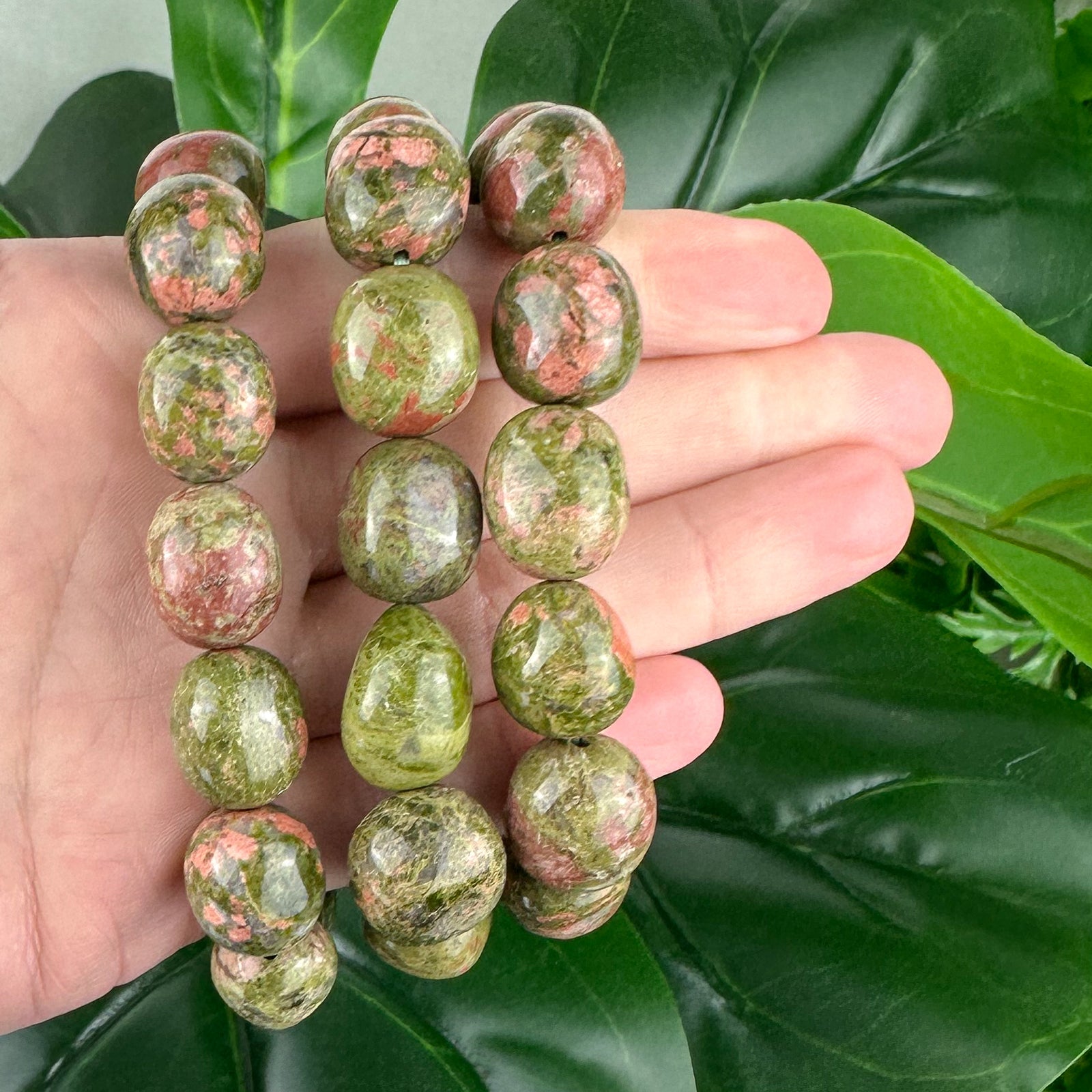 Unakite Nugget Bracelet – Emotional Healing & Heart Energy