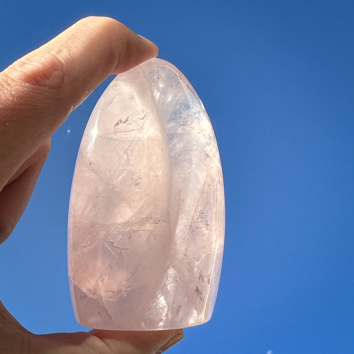 Rose Quartz Dome - Illuminated with Rainbows, 173g