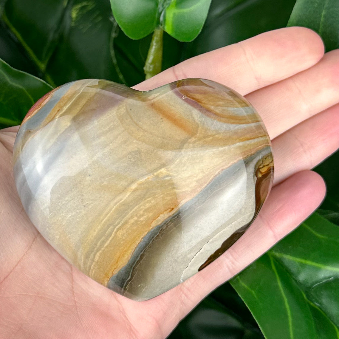 Polychrome Jasper Heart Crystal | Grounding, Joy & Emotional Balance