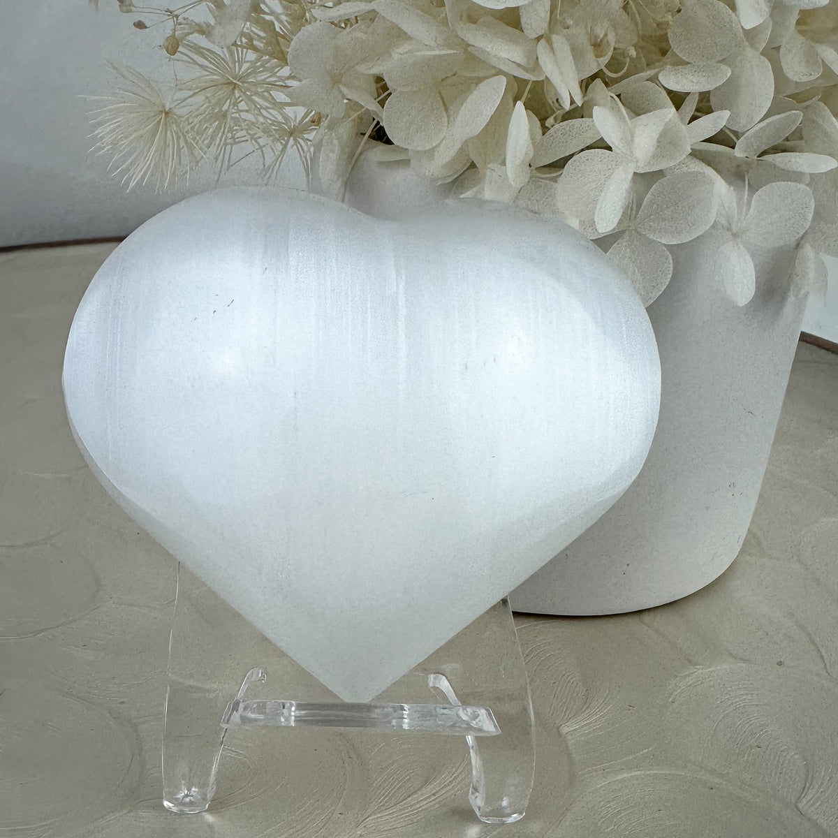 Intuitively Selected Satin Spar Selenite Heart - Beautiful Glow, 135g