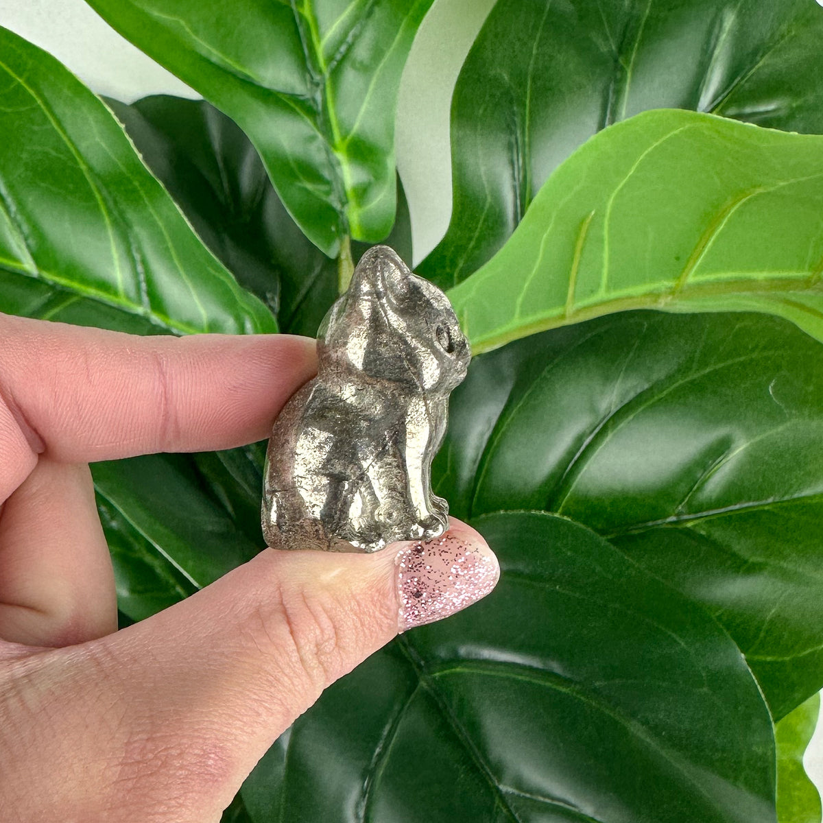 Pyrite Sitting Cat Carving