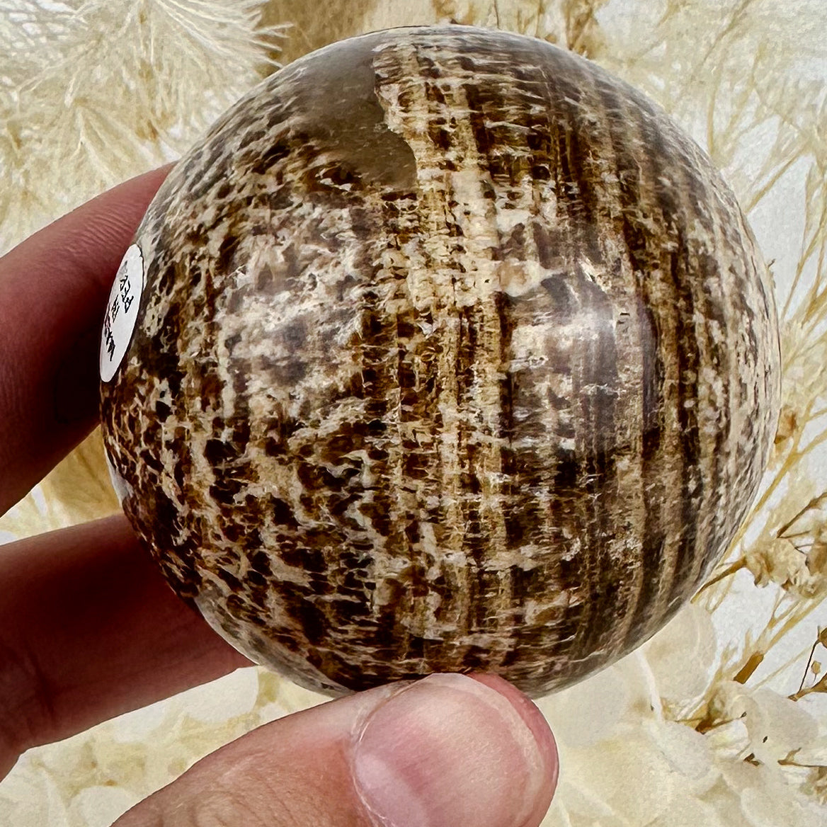 Peruvian Elegance: Aragonite Sphere of Harmony