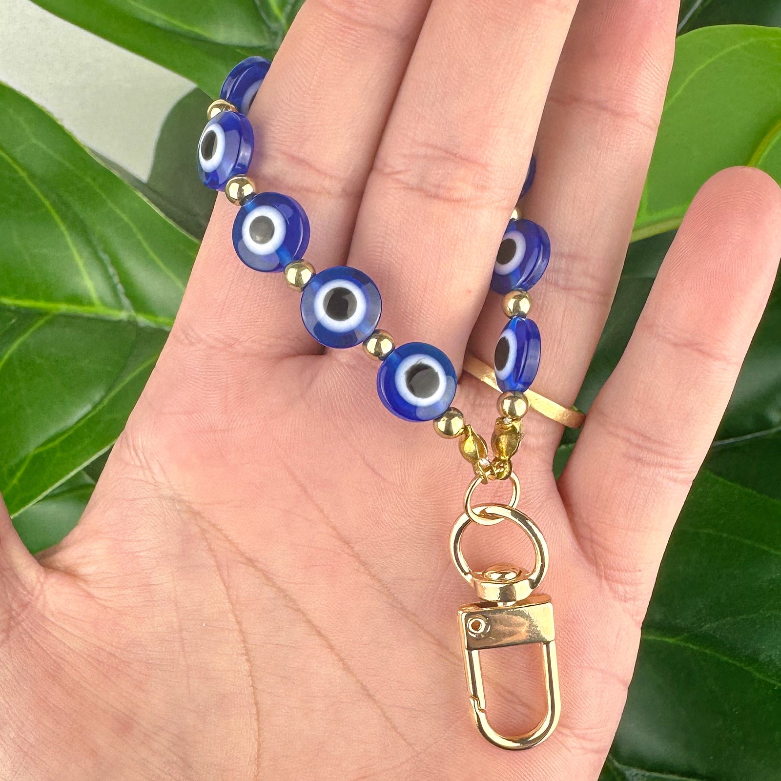 Beaded Evil Eye Keyring - Phone or Key Lanyard