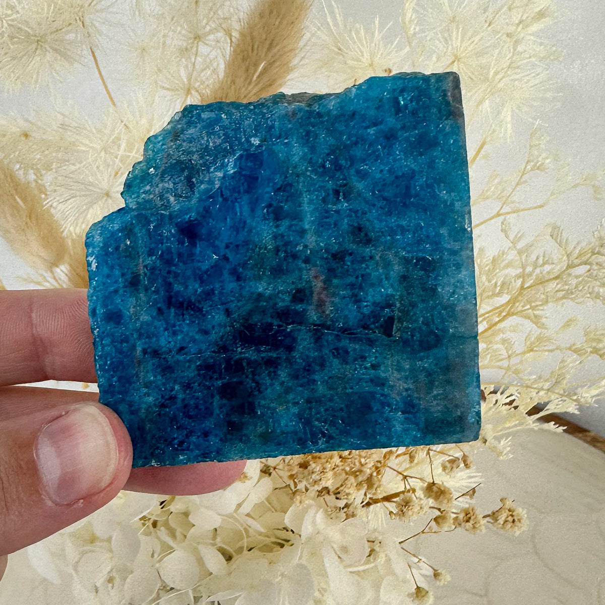 Unique Apatite Slab - Polished Face with Raw Corner