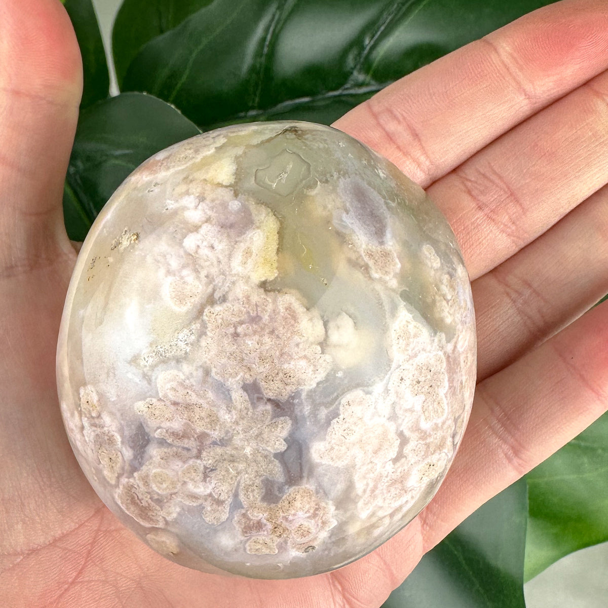Polished Flower Agate Freeform with Druzy Pockets – 276g | Soothing Crystal from Madagascar