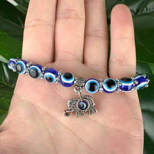 Evil Eye Stretch Bracelet | Elephant Charm | Protection & Strength