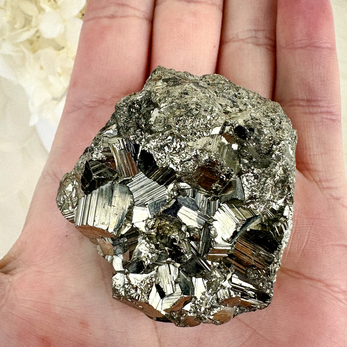 Golden Radiance: High-Quality Pyrite Cluster of Power